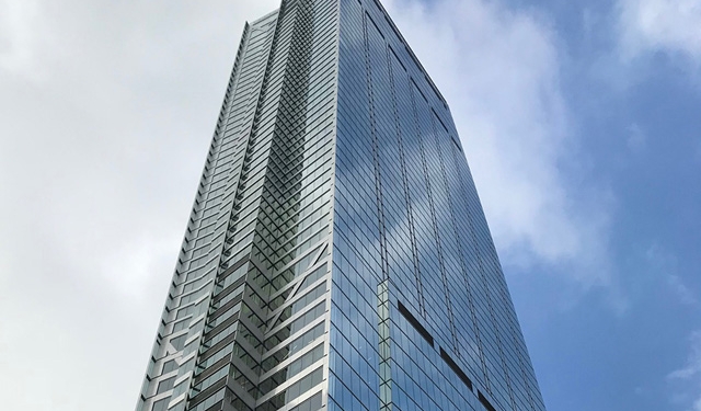 Wilshire Grande, LA, Benson Industries, Glass facade